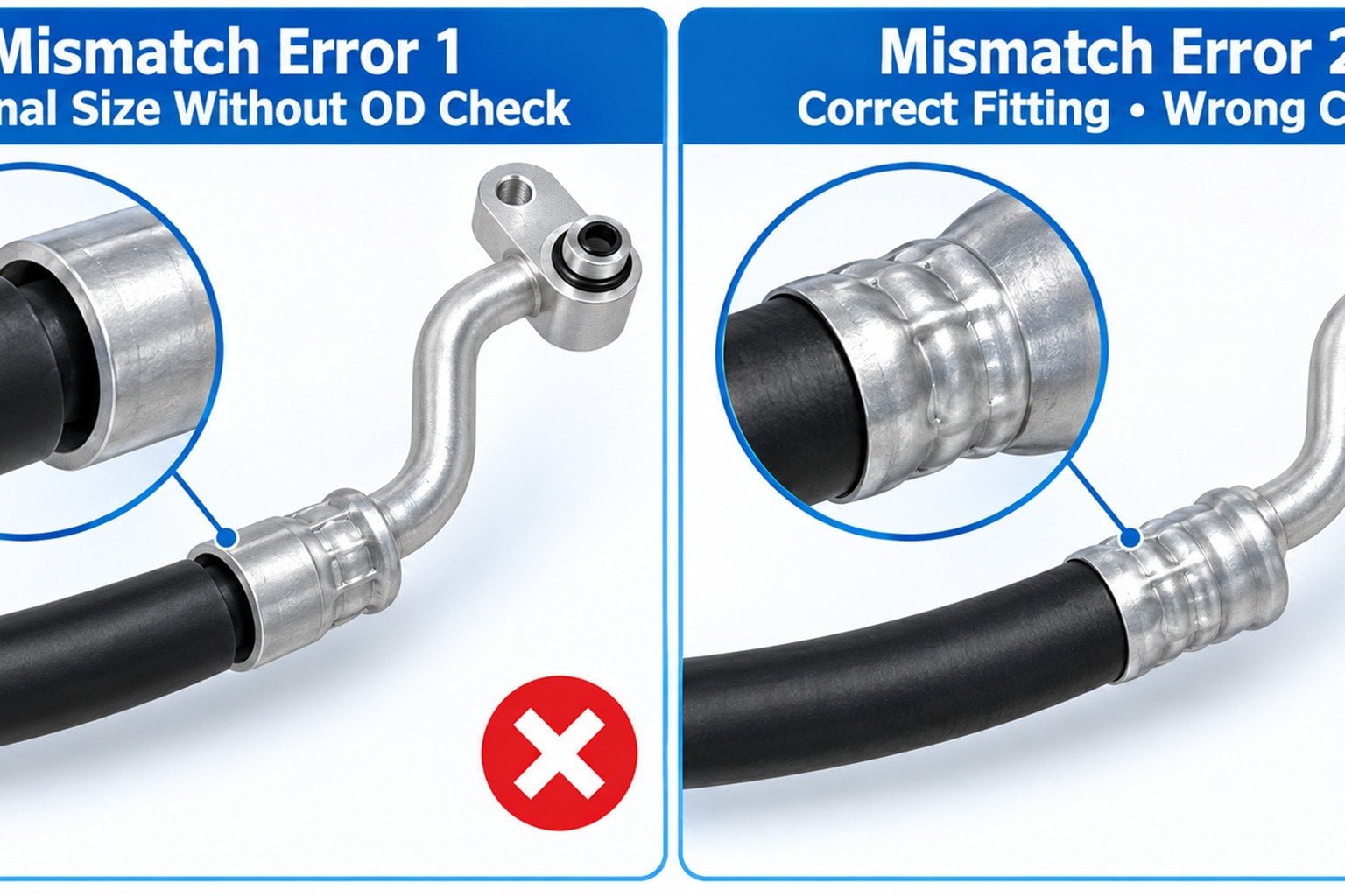 AC hose standards comparison SAE DIN OEM